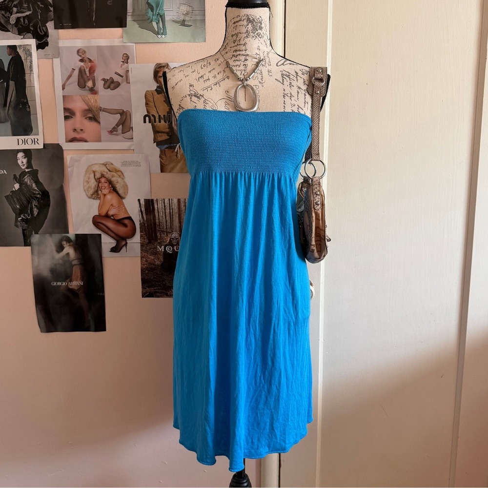 Y2K Juicy Couture Strapless Blue Minidress